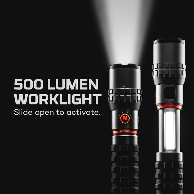 NEBO SLYDE King 2K Flashlight | 2000 Lumens, Rechargeable COB Work Light & LED Flashlight, Waterproof, Magnetic Base, Great for Camping & Hunting, Includes Charging Cable