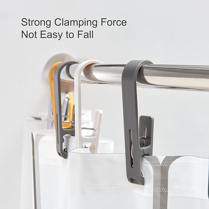 Large Laundry Hook Clothes pins 8pcs Sock Clip Laundry Clips with Springs, Strong Plastic Clothes Drying Line Pegsfor Home Kitchen Outdoor Trip