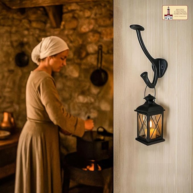 Mystic Colonial Cast Iron Wall Hooks – Set of 2 (4×3 in)