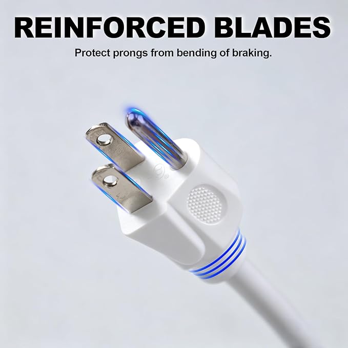 EP 6 Ft Outdoor Extension Cord with 3 Electrical Power Outlets - 16/3 SJTW White Cable with 3 Prong Grounded Plug for Safety Great for Christmas Lights, Garden and Major Appliances