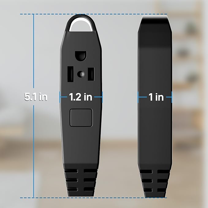 K KASONIC - 50-Feet 3 Outlet Extension Cord, ETL/UL Listed, 16/3 SJTW 3-Wire Grounded, 13 Amp 125 V 1625 Watts, Multi-Outlet Indoor/Outdoor Use, Black