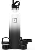 IRON °FLASK Camping & Hiking Hydration Flask with Straw, BPA-Free Insulated Stainless Steel Sports Water Bottle - 24 oz Day & Night