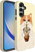 Compatible for Samsung Galaxy S26 Ultra 5G Case, Dual Layer Heavy Duty 2 in 1 Shockproof Protective Phone Case,Cat Drinking Coffee