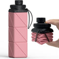 BEAUTAIL Collapsible Water Bottles, Silicone Foldable Water Bottle 610ml, BPA-Free Portable Reusable Leakproof Bottle for Gym Travel Camping Hiking Sports Outdoor, 1 Pack (Pink)