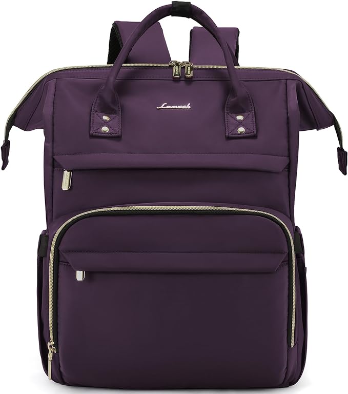LOVEVOOK College Laptop Backpack, 15.6 Inch Travel Backpack for College, Waterproof Work Backpack Woman for Teacher Nurse Anti-theft Travel Back Pack, Gifts for Women,Dark Purple