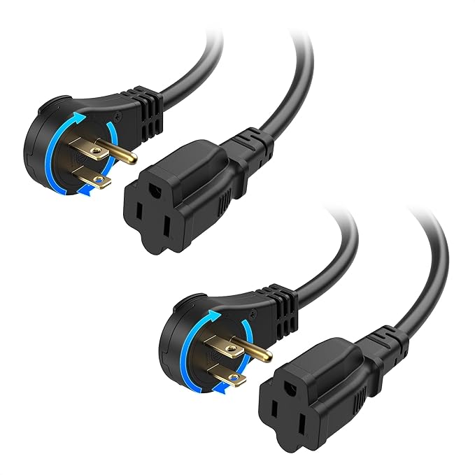 [ETL Listed] Cable Matters 2-Pack 16 AWG 360° Rotating Flat Plug Extension Cord - 3ft, 13A/1625W, Low Profile 3 Prong Power Extension Cords, NEMA 5-15P to NEMA 5-15R, Black