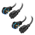 [ETL Listed] Cable Matters 2-Pack 16 AWG 360° Rotating Flat Plug Extension Cord - 3ft, 13A/1625W, Low Profile 3 Prong Power Extension Cords, NEMA 5-15P to NEMA 5-15R, Black