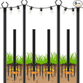 AHRLHR 4 Pack String Light Poles,Poles for Outdoor String lights10 Ft Metal Poles with Fork for Outdoor String Lights,Outdoor Light Poles with Fork,Patio,Deck,Backyard