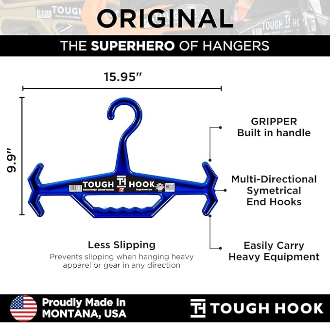 Tough Hook Original Heavy Duty Hangers – The Superhero of Hangers USA-Made, Anti-Slip ABS Resin Tactical Hanger for Police Gear, Scuba Gear & Dive BCD – DuraResin 200-lb Cap Wetsuit Hanger, 1 Foliage