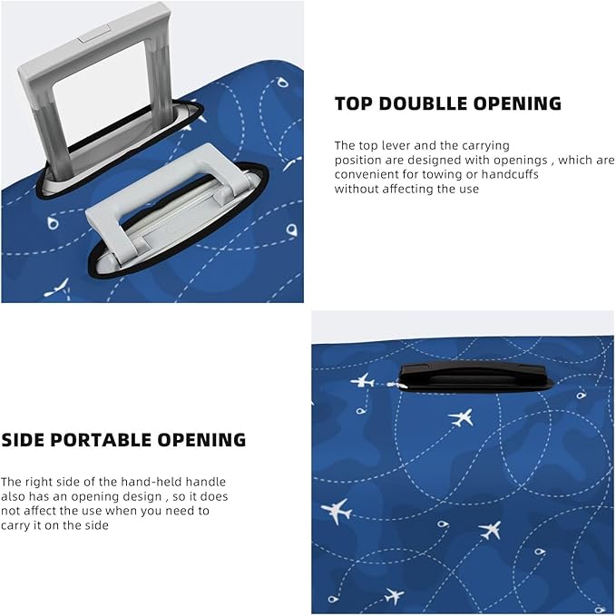 Travel Luggage Cover with Airplane & Route Pattern, Suitcase Protector For Travel (Fits 22-24 Inch Luggage)