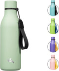 Konokyo Insulated Water Bottle with Strap,18 oz Double Wall Stainless Steel Vacuum Bottles Metal Water Flask,Macaron Green