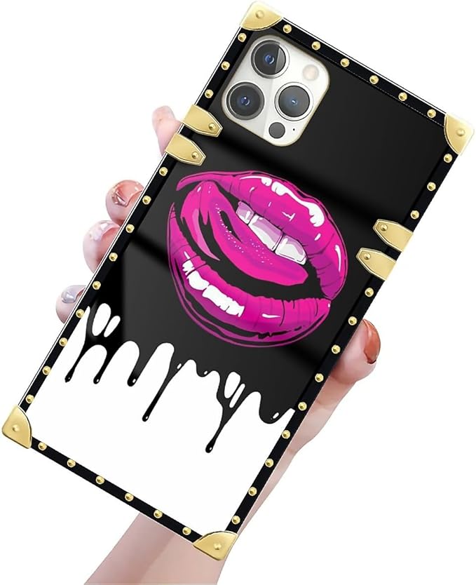 Compatible with iPhone 12 12 Pro Case, Black White Red Slap Sexy Luxury Golden Decoration for Girl Women Soft TPU Shockproof Protective Hard PC Back for iPhone 12 12 Pro