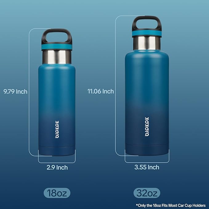 BJPKPK Insulated Water Bottle 18OZ Stainless Steel Water Bottle with Handle Double Walls Vacuum Insulated BPA Free Flask, Indigo Black