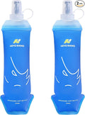 N NEVO RHINO 2PCS Soft Flask, 17oz/500ml TPU Running Water Bottle for Hydration Vests and Running Packs, Leak-proof BPA-Free Collapsible Water Bottles for Running, Hiking, Cycling, Climbing