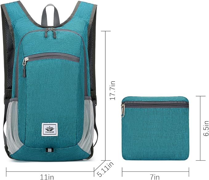 DOJUNS Hiking Backpack 15L Small Travel Backpack Lightweight Foldable Daypack Packable Camping Backpacks for Women Men (Dark Grey)