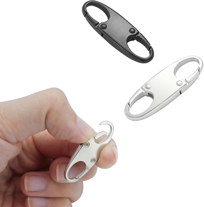 Small Carabiner Clip, Zipper Clip, Small Carabiner, Mini Carabiner, Zipper Pull Replacement, Premium Zipper Lock, Upgraded ZipperPull, ZipperClips Anti Theft (3PCS Black+3PCS White)