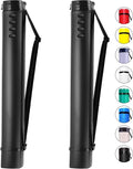 2-Pack Extendable Poster Tubes Expand from 24.5” to 40” with Shoulder Strap | Carry Documents, Blueprints, Drawings and Art | Black Portable Durable Round Storage Cases with Lids and Labels