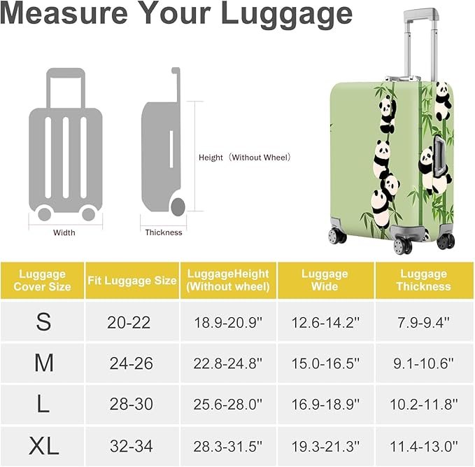 ANNA QUEEN Cute Panda Bamboo Luggage Cover, Cartoon Animal Suitcase Protector for 20-22 Inch Luggage
