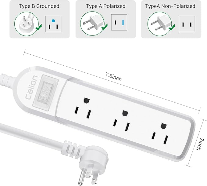 Outdoor Power Strip Weatherproof - IPX6 Waterproof 24.6ft Extension Cord 3 Widely Outlets Overload Protection Shockproof Flat Plug Wall Mountable for Outdoor Indoor ETL,White