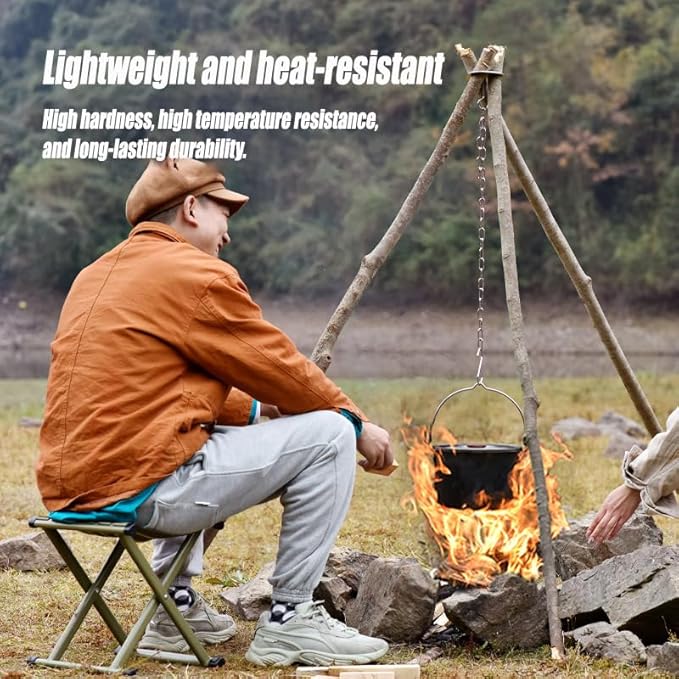 Adjustable Camping Tripod for Cooking - Strong Load-Bearing Campfire Grill With Easy Carry And Storage, Ideal for Camping Cookware And Equipment(2pcs)