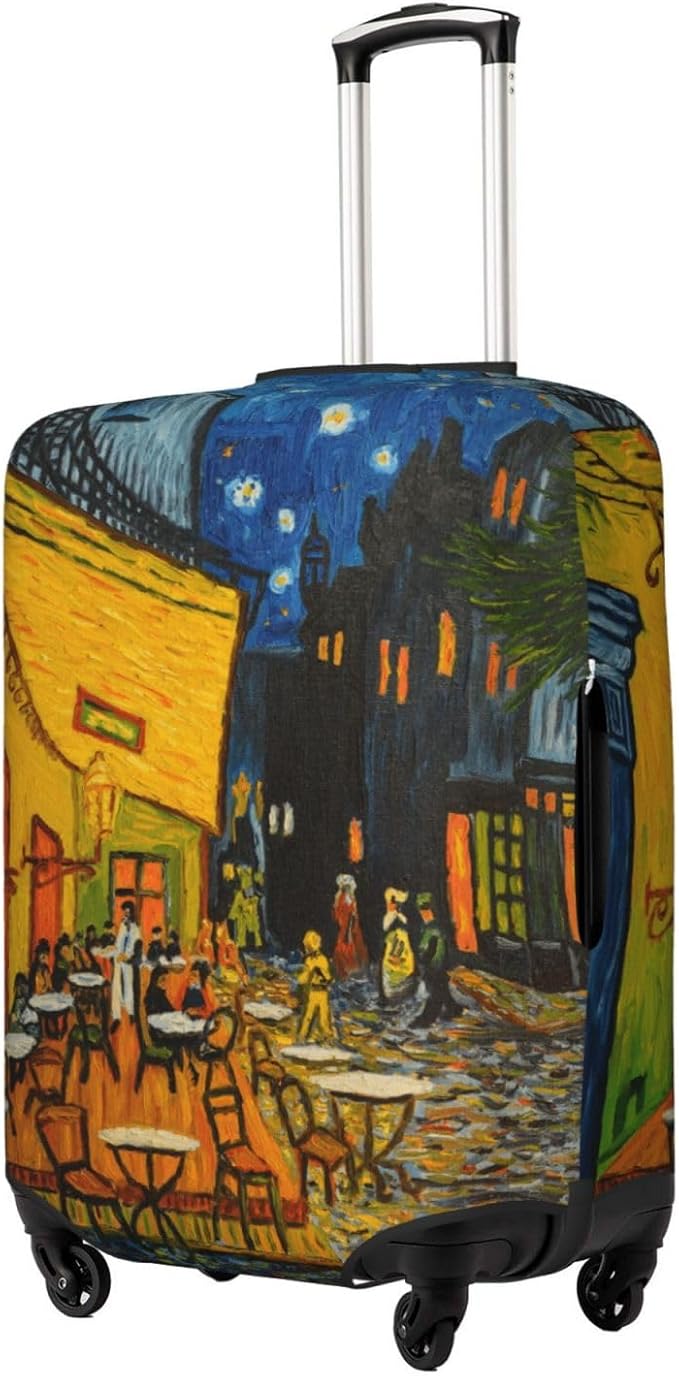 Van Gogh Cafe Terrace at Night Elastic Luggage Cover, Suitcase Protector For Travel (Fits 22-24 Inch Luggage)