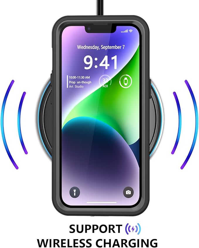 Protebox for iPhone 14 Waterproof Case with Built-in Screen Protector, Shockproof Dustproof Full Body Protective IP68 Waterproof Phone Case for iPhone 14 6.1 inch (Black/Clear)
