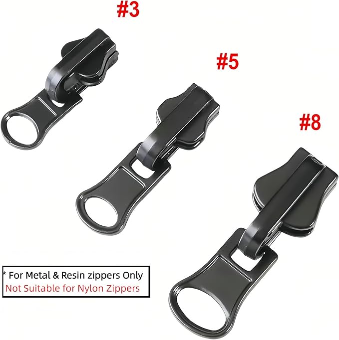 Universal Zipper Repair Kit - 3-Size Double-Sided Zipper Slider Zip Fixer Replacement for Quick Fix on Jackets, Luggage & Backpacks No-Sew Installation DIY Home & Outdoor Use