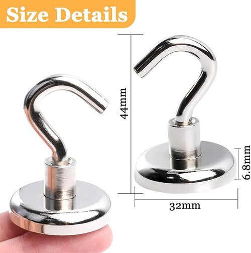 14Pack Magnetic Hooks, 100lbs+ Strong Magnetic Hooks Heavy Duty Rare Earth Neodymium Magnets with Hooks for Hanging, Large Hooks Magnetic for Cruise Cabins Camping Wall Kitchen Fridge Classroom Office