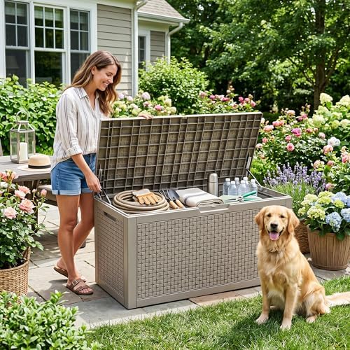 EasyUp 110 Gal Waterproof Outdoor Storage Box UV Resistant Deck Box - Image 2