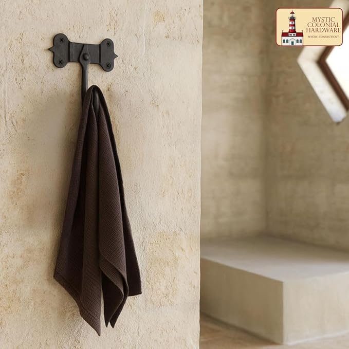 Mystic Colonial Hand-Forged Iron Wall Hooks – Set of 2 (4×5 in)