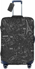 World Marks Luggage Cover for Suitcase and Luggage Tag Combination, Elastic Washable Anti-Scratch, Travel Adventure Explore Birthday Gift for Men Women (L 26-28 Inch Luggage)
