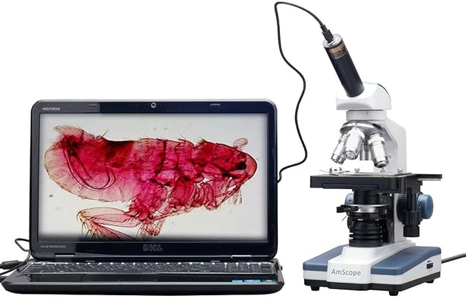 AmScope 40X-2500X LED Digital Monocular Compound Microscope with 3D Stage (M620C)