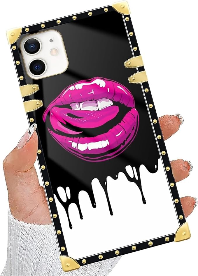 Compatible with iPhone 11 Case, Black White Red Slap Sexy Luxury Golden Decoration for Girl Women Soft TPU Shockproof Protective Hard PC Back for iPhone 11