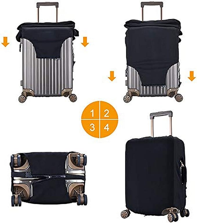World Travel Luggage Covers and Luggage Tags Tsa Approved, Elastic Washable Fashionable Anti-Scratch Protector, Birthday Gifts for Men Women (L 26-28 Inch Luggage)