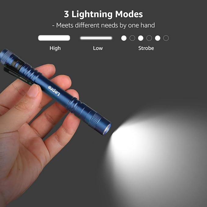 Lepro LED Pen Flashlights, Lightweight, Mini, Waterproof Pocket Flashlight with Clip, 2 Pack Small Flashlights for Inspection, Work, Emergency