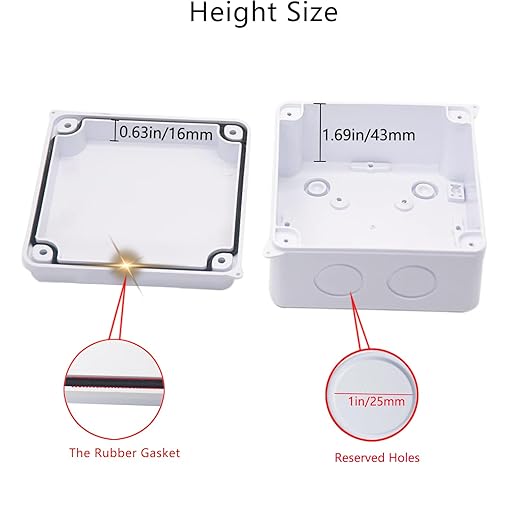 Junction Box, 2 Pcs Reserved Holes Electrical Boxes Waterproof IP65 ABS Plastic Electrical Power Cord Enclosure Project Box White 3.9 x 3.9 x 2.8 inch(100x100x70mm)