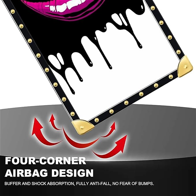 Compatible with iPhone 16 Pro Case, Black White Red Slap Sexy Luxury Golden Decoration for Girl Women Soft TPU Shockproof Protective Hard PC Back for iPhone 16 Pro