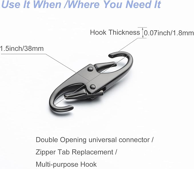 Zpsolution Double Small Carabiner Clips - Zipper Clip Theft Deterrent - Securing Pulls Closed - Zipper Pull Replacement