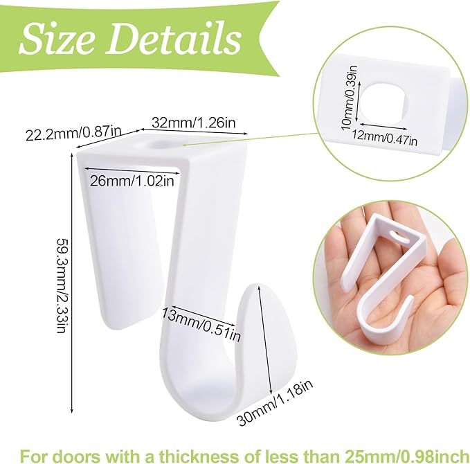 Over Cabinet Door Hooks, 16Pcs Plastic Multi-Purpose Over The Cupboard Drawer Hooks Space-Saving Hanger Extender Clips for Kitchen Bathroom Bedroom (White)