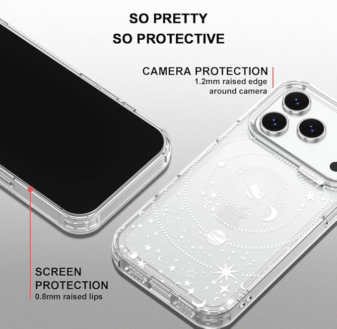 MOSNOVO for iPhone 17 Pro Case | Military Grade 6.6ft Drop Tested | Camera Control | Clear with Galaxy Design