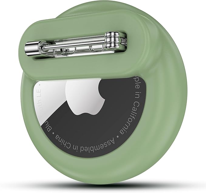 Tracker Holder for AirTag Gen 2/Gen 1 with Pin, Safe Hidden Lightweight GPS Tracker for Kids Compatible with Apple AirTag 2/1 for Child, Elderly, Pets Collar, Shoes (Avocado Green, 1 Pack)
