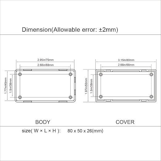 LeMotech Project Box 10 Pieces ABS Plastic Electrical Project Case Small Junction Box for Electronics White 3.15 x 1.97 x 1.02 inch (80 x 50x 26 mm)