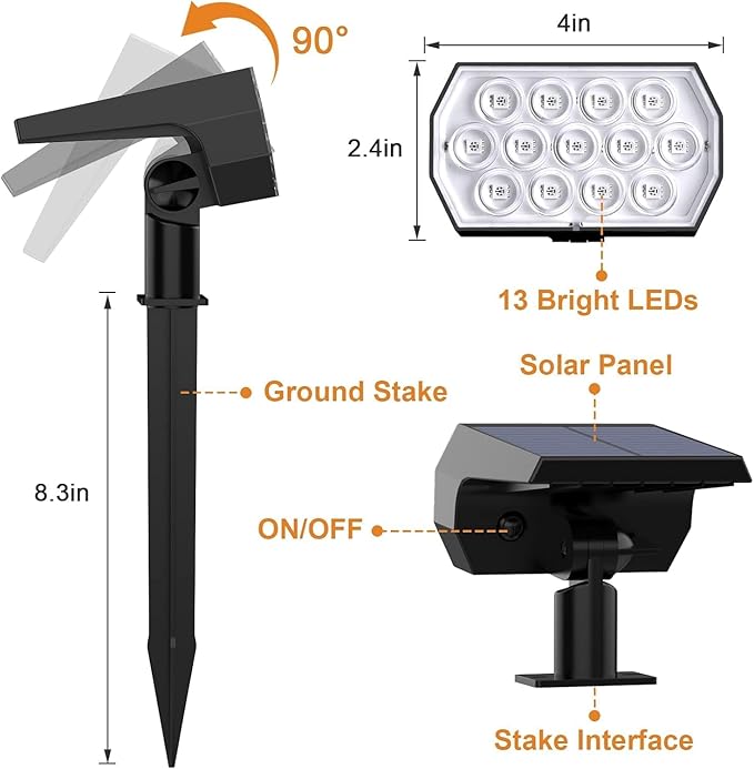 WELALO Solar Color Changing Spot Lights Outdoor, Waterproof Solar Halloween Lights, 7 Modes Multicolor RGB Landscape Spotlight for Garden Yard Driveway Lawn Patio Pathway Christmas Decorations 10 Pack