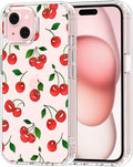MOSNOVO Case for iPhone 15 Plus/iPhone 14 Plus, [Buffertech 6.6ft Military-Grade Drop Protection] [Anti Peel Off Tech] Clear TPU Bumper Phone Case Cover Design - Cute Cherry