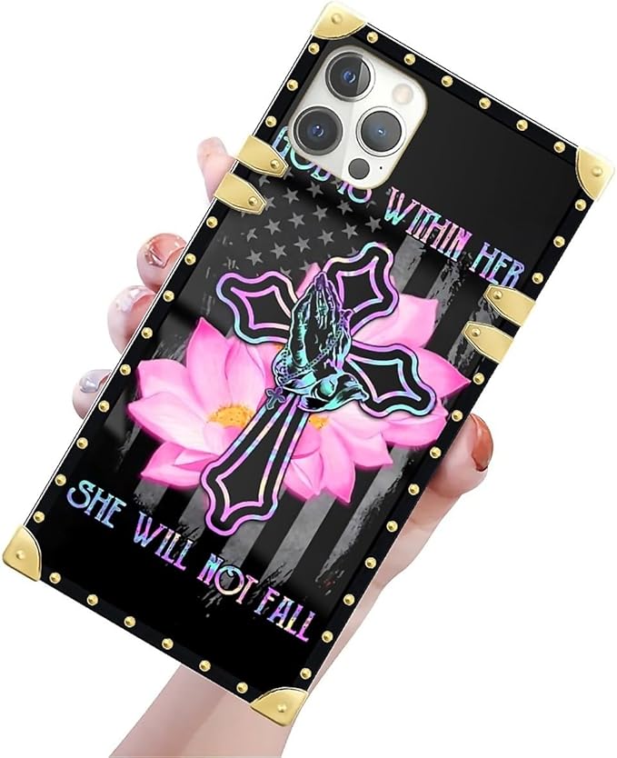 Compatible with iPhone 12 Pro Max Case, Praying Cross Hands Luxury Golden Decoration for Girl Women Soft TPU Shockproof Protective Hard PC Back for iPhone 12 Pro Max