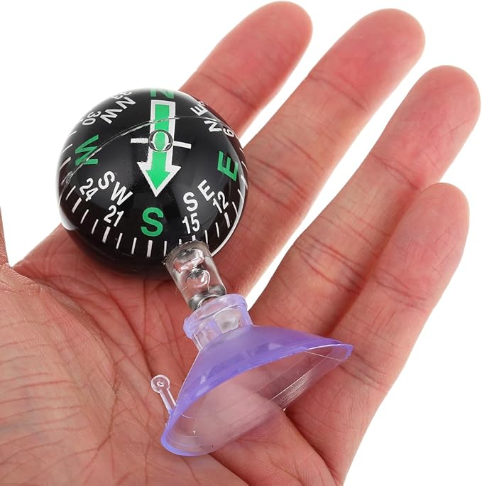 Amosfun Car Dashboard Compass with Suction Cup Portable High Precision Navigation Compass for Automotive and Boat Use Ideal for Travel and Outdoor Activities Compact 2.83X1.49X1.49 Inch