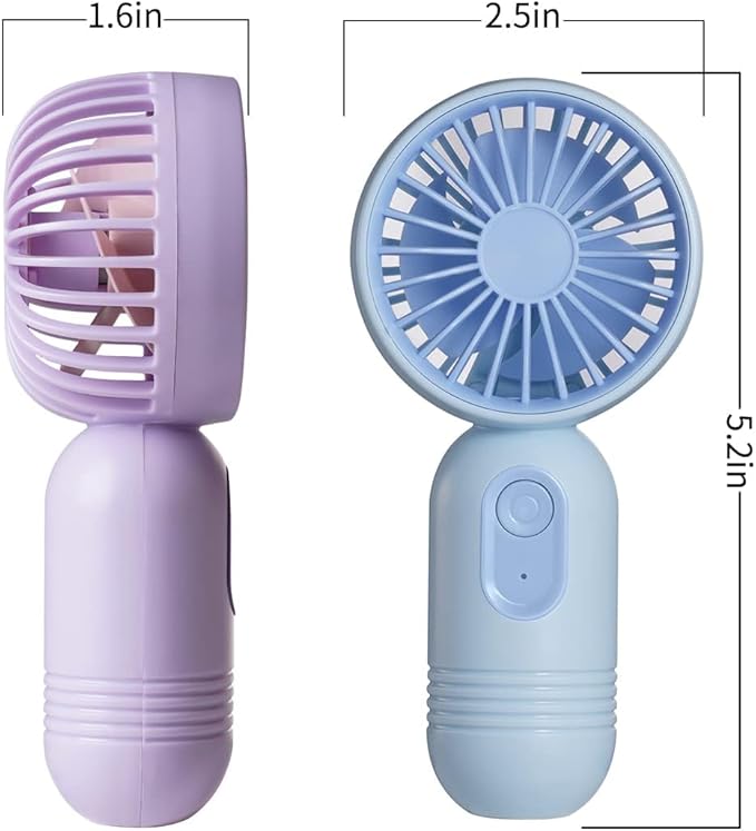 VanSmaGo 3 PCS Portable Handheld Mini Fans, USB Rechargeable Personal Fan for Travel, 3 Speeds Rechargeable Battery Operated Eyelash Fan, Blue,Pink,Purple