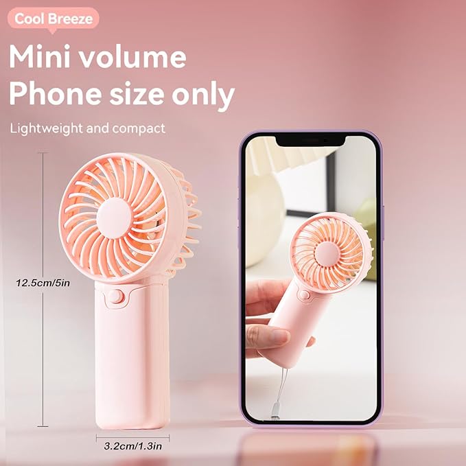 4 Pack Mini Portable Fan - 5'' AAA Battery Operated, Lightweight Handheld with 1 Speed & Lanyard - Quiet Personal Fan for Kids, Girls, Women & Men - Ideal for Office,Outdoor,Travel,Commute,Makeup