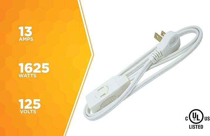 Woods Slimline Extension Cord - 16/3 Indoor Flat Plug with Right Angled Design - 3 Polarized Outlets - PVC Jacket - Space Saving - Neutral White - 16 Gauge - 3 Feet,(Pack of 12)