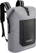 Gonex Ultralight Waterproof TPU Backpack, 35L Roll Top Dry Bag with Comfortable Padded Back Panel for Kayaking Boating Camping Fishing Travel,Grey